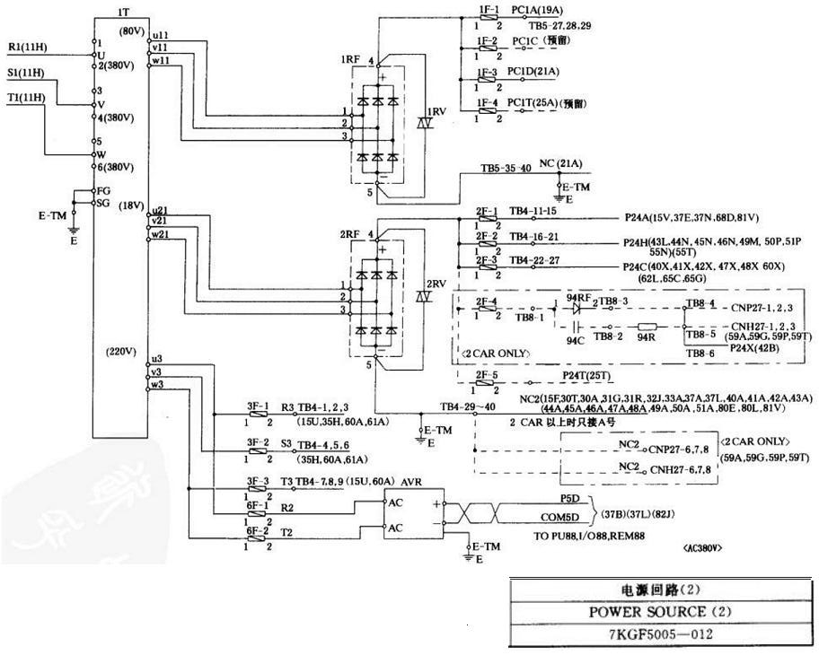 上海崇友gf-88p电梯电源回路分析