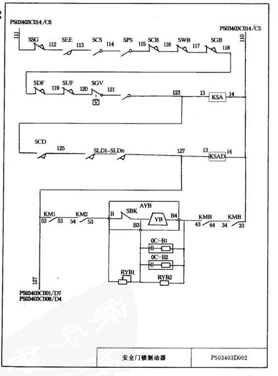 上海三菱sp-vv(a)电梯安全,门锁,抱闸,回路分析