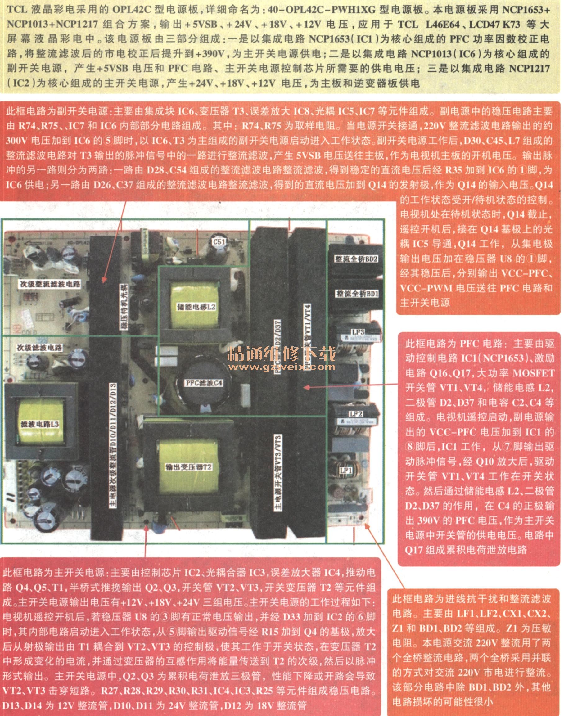 图解TCL液晶电视OPL42C型电源板