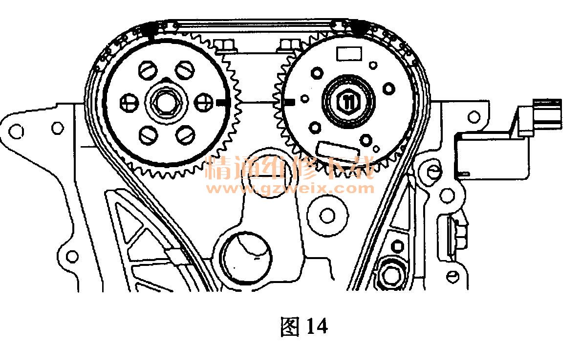 起亚k2(1.4l/l 6l)发动机正时校对方法
