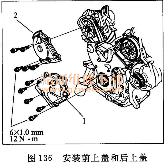 01款雅阁正时皮带图,01款雅阁正时皮带记号 21顺时针方向旋转曲轴皮带轮约6圈以将正时皮带定位在皮带轮上.