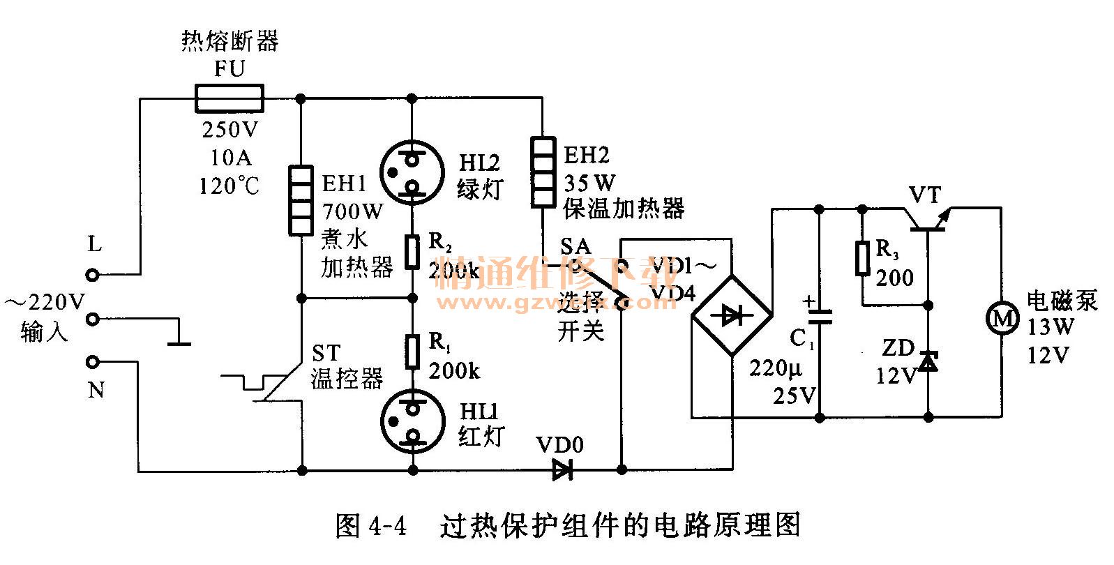 看图学习电热水壶故障维修