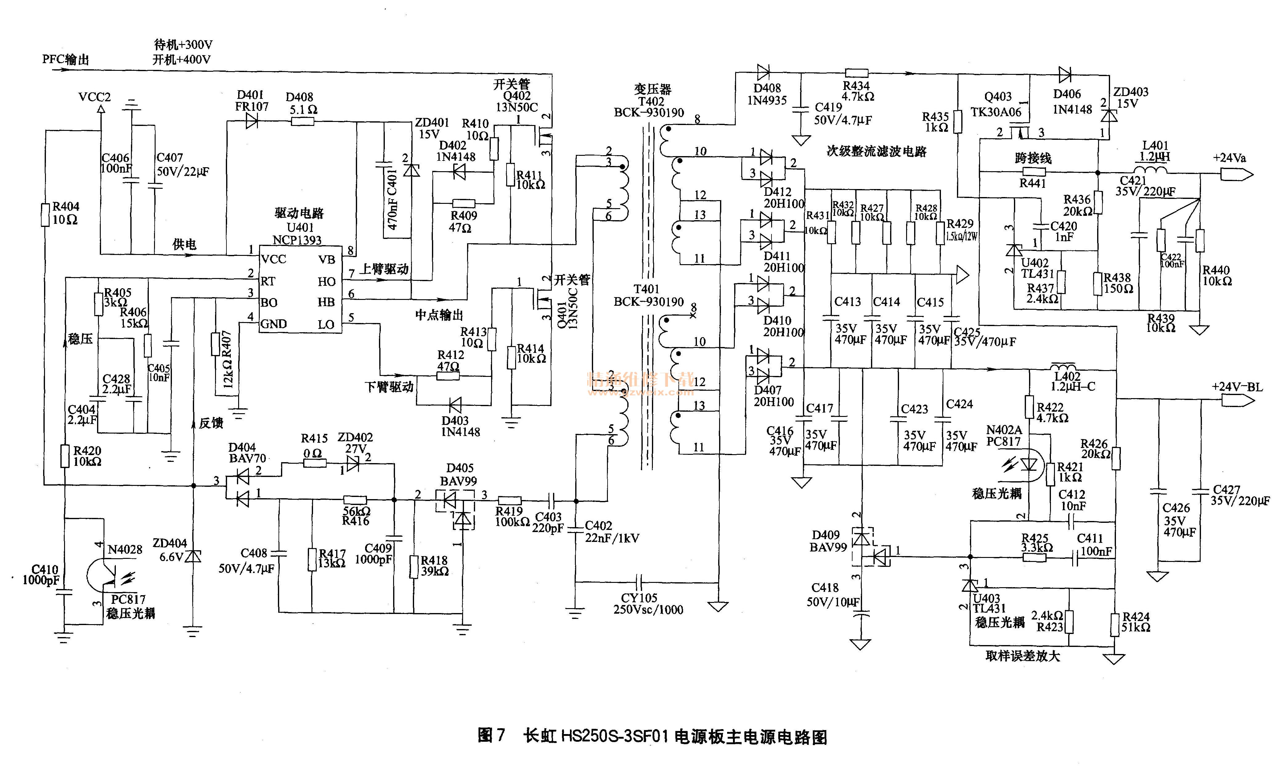 长虹HS250S-3SF01电源板主源电路图