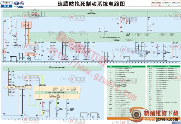 大众速腾防抱死制动系统电路图(1)