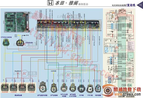 本田雅阁发动机电控系统连线图
