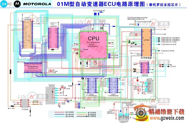 01m型自动变速器ecu电路原理图(摩托罗拉主控
